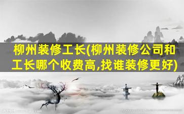 柳州装修工长(柳州装修*和工长哪个收费高,找谁装修更好)