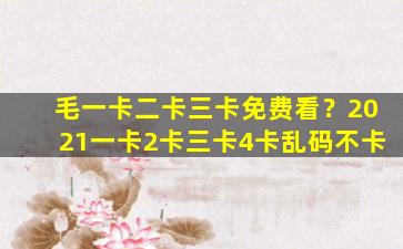 毛一卡二卡三卡免费看？2021一卡2卡三卡4卡乱码不卡