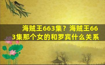 海贼王663集？海贼王663集那个女的和罗宾什么关系